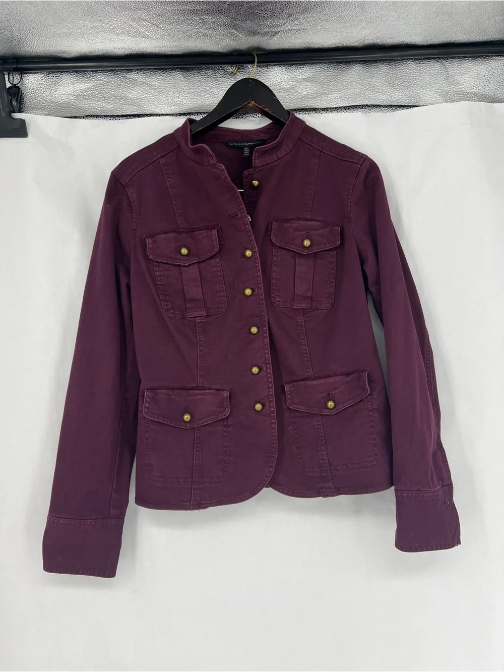 White House Black Market maroon Utility military Jacket - Picture 3 of 9